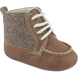 Baby Boy Wee Kids Textured Wool Lace Up High-Top Crib Shoes
