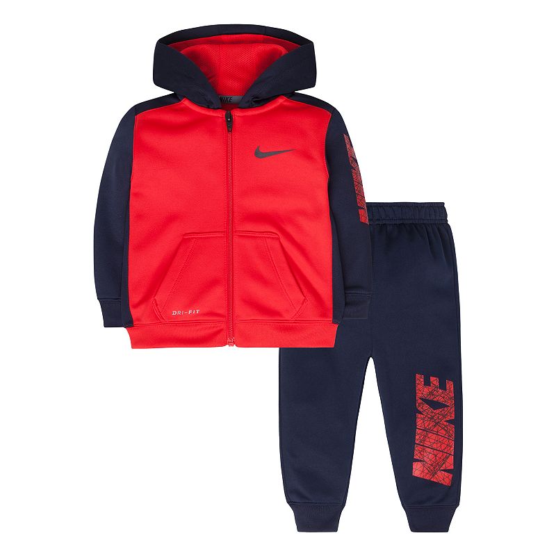 Baby Boy Nike Therma-FIT Fleece Hoodie & Pants Set, Size: 18 Months, Blue (Navy)