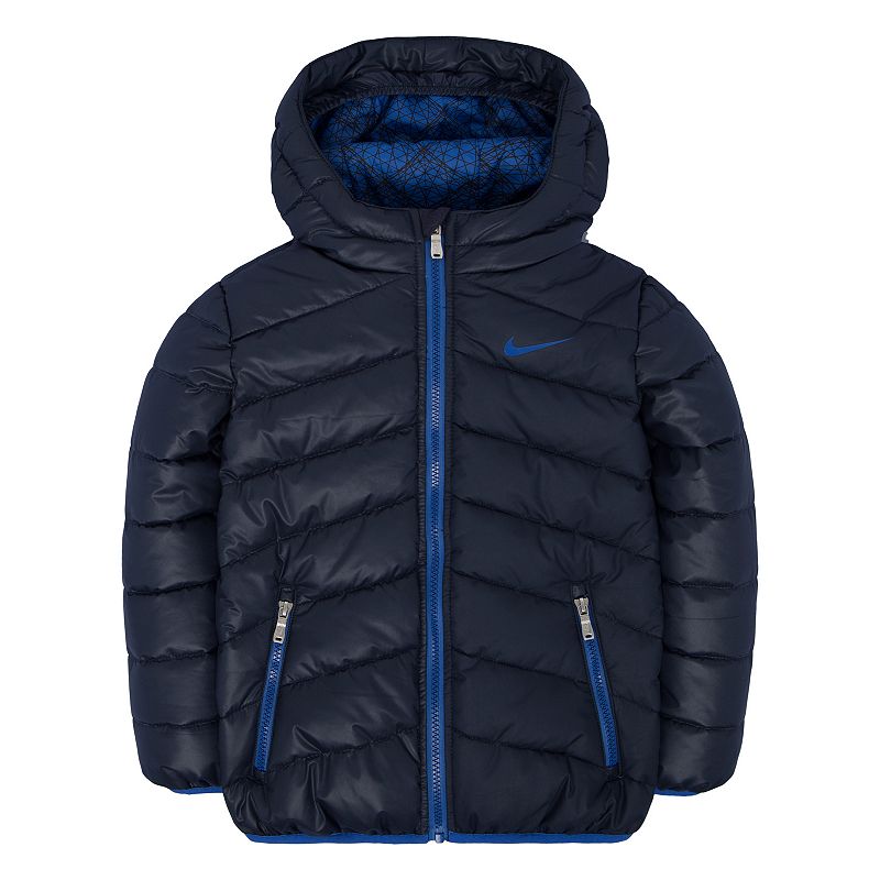 Toddler Boy Nike Hooded Puffer Jacket, Size: 2T, Med Blue