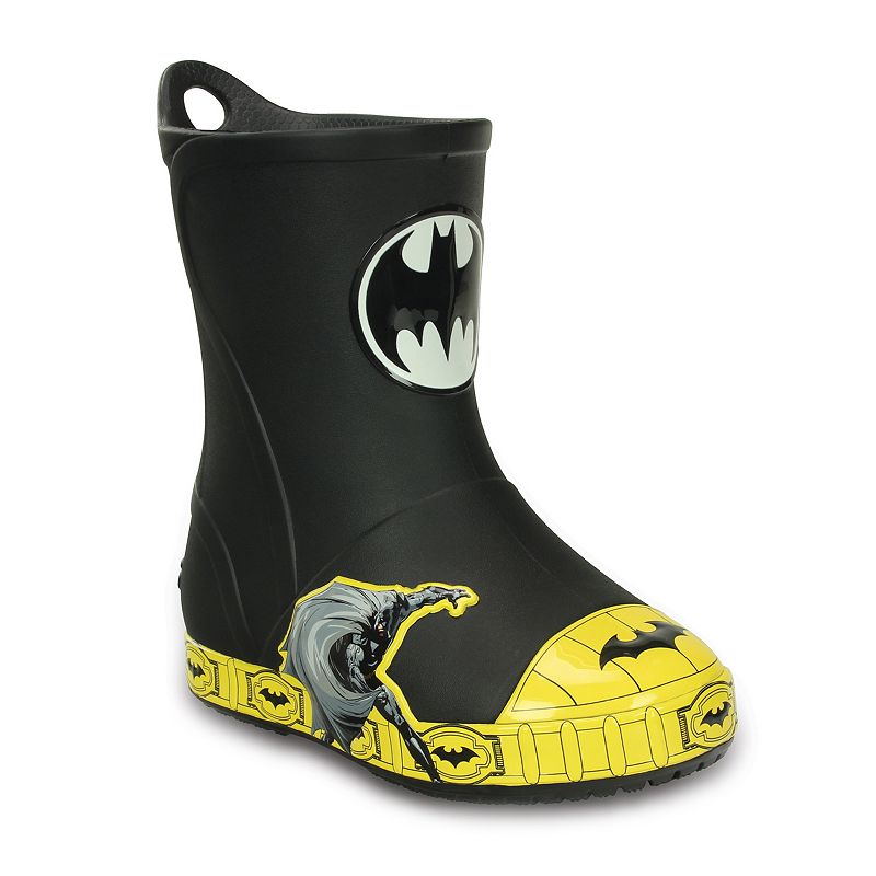 Crocs Bump It DC Comics Batman Kids' Waterproof Rain Boots, Boy's, Size: 2, Black