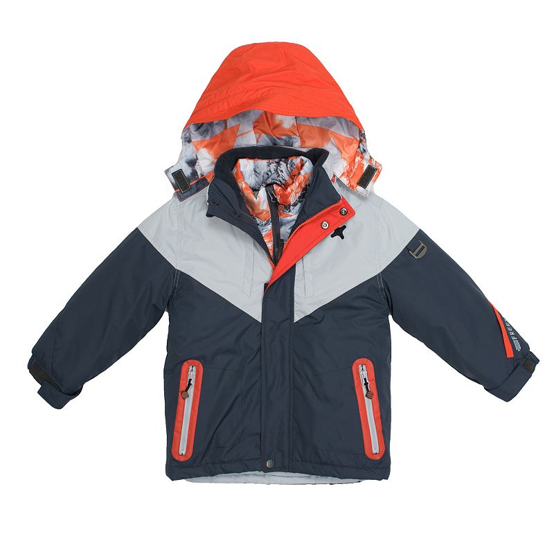 Boys 4-7 Big Chill Hooded Geometric Mountain Heavyweight 3-in-1 Systems Jacket Vest, Boy's, Size: 6, Grey (Charcoal)