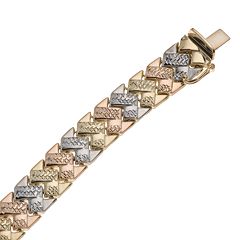 New York Gold Designs 14k Gold Tri-Tone Chevron Bracelet by