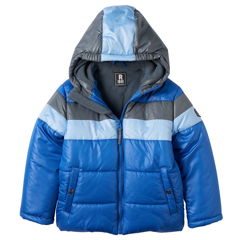 Boys 4-7 Rothschild Colorblocked Hooded Fleece-Lined Puffer Jacket, Boy's, Size: 4, Med Blue