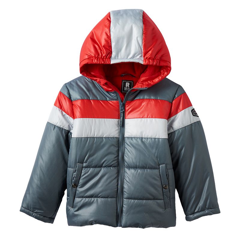 Boys 4-7 Rothschild Colorblocked Hooded Fleece-Lined Puffer Jacket, Boy's, Size: 4, Dark Grey