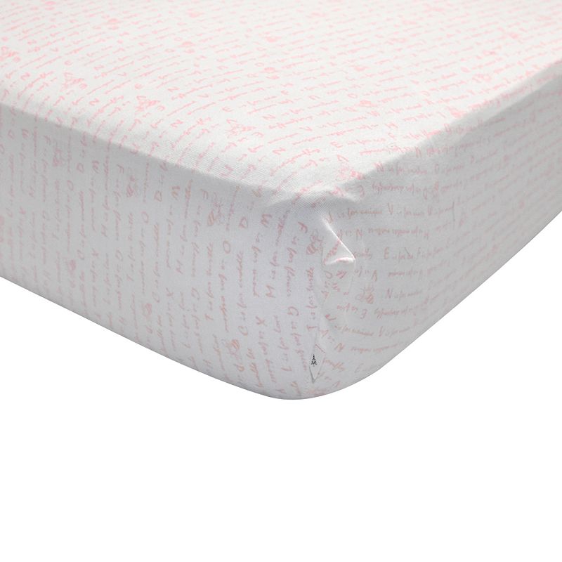 Burt's Bees Baby Alphabet Bee Organic Fitted Crib Sheet, Light Pink One Size