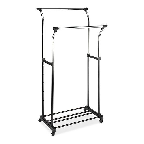 Whitmor Adjustable Rolling Double Garment Rack