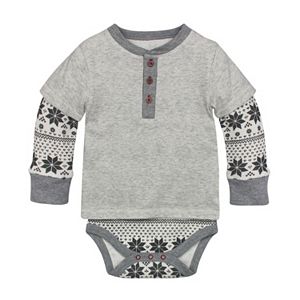 Baby Boy Burt's Bees Baby Organic Mock-Layer Thermal Bodysuit