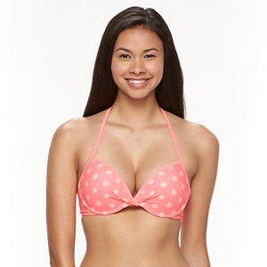 Mix and Match Bust Enhancer Polka-Dot Halter Bikini Top