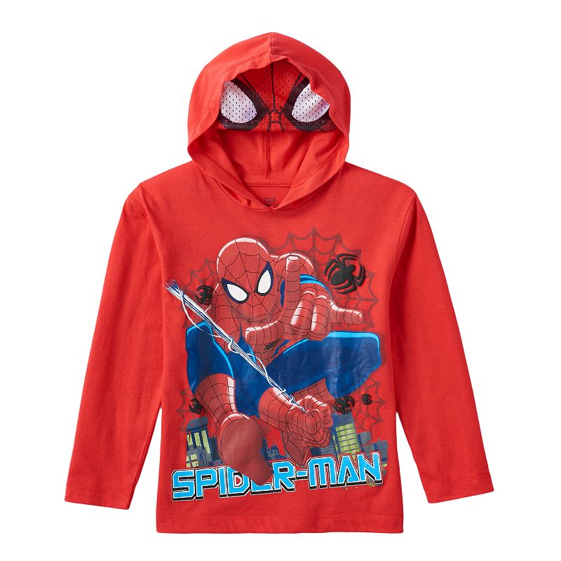 Boys 4-7 Marvel Spider-Man Mask Hooded Tee, Boy's, Size: L (7) , Red