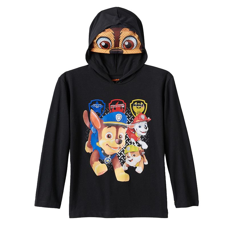Boys 4-7 Paw Patrol Chase, Marshall & Rubble Hooded Mask Tee, Boy's, Size: L (7) , Black