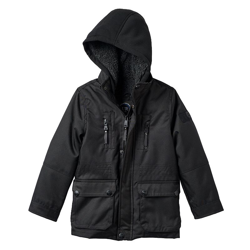 Toddler Boy Urban Republic Ballistic Hooded Sherpa-Lined Midweight Jacket, Size: 4T, Black