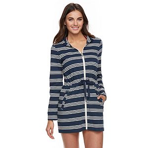 Women's Apt. 9® Hooded Striped Zip-Front Cover-Up