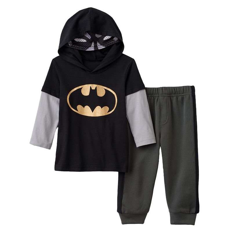 Toddler Boy DC Comics Batman Mask Hooded Tee & Pants Set, Size: 4T, Black