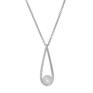 Freshwater by HONORA Sterling Silver Dyed Freshwater Cultured Pearl & White Topaz Teardrop Pendant