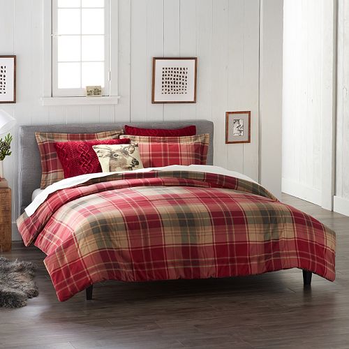 Cuddl Duds Flannel Full/Queen Comforter Set Red Plaid eBay