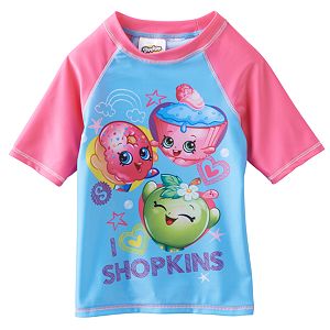Girls 4-6x Shopkins Cupcake Queen, D'Lish Donut & Apple Blossom Rashguard