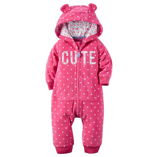 Baby Girl Carter's Hooded Fleece Coverall