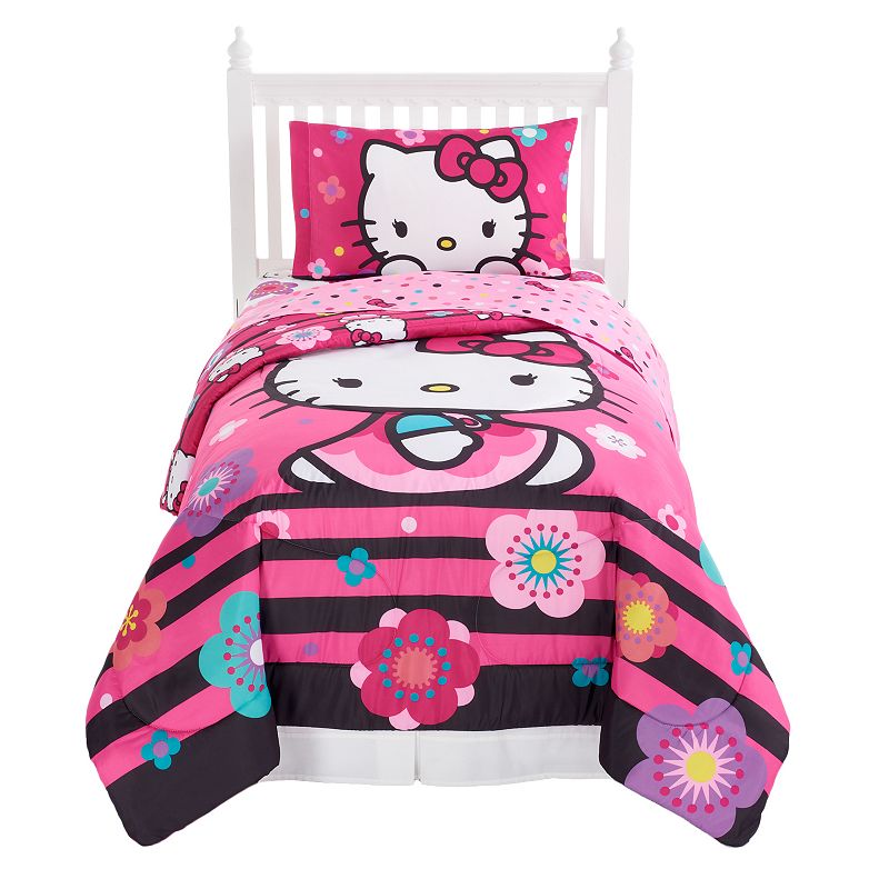 Hello Kitty Floral Ombre 4-Piece Bed Set, Pink