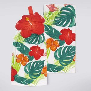Celebrate Summer Together Button-Top Hibiscus Kitchen Towel 2-pk.