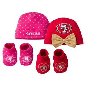 Baby Girl San Francisco 49ers 4-Piece Cap & Crib Shoes Set
