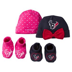Baby Girl Houston Texans 4-Piece Cap & Crib Shoes Set