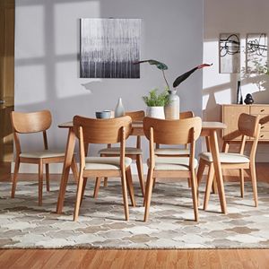 HomeVance Skagen Natural Finish Dining Table & Chair 7-piece Set
