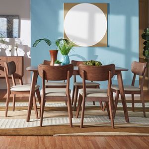HomeVance Skagen Walnut Finish Dining Table & Chair 7-piece Set