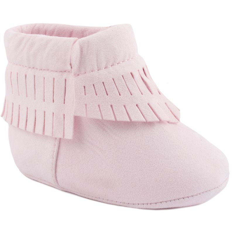 Baby Wee Kids Faux-Suede Fringe Moccasin Crib Shoes, Infant Girl's, Size: 0, Pink