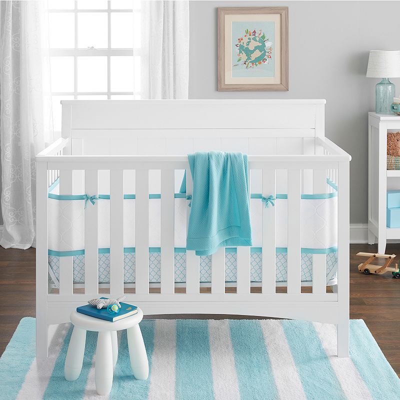 Breathable Baby Embossed Quatrefoil 4-pc. Crib Bedding Set, Lt Green