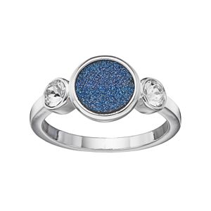 Brilliance Silver Plated Glitter Disc Ring with Swarovski Crystals