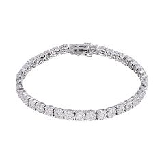 10k White Gold 2 Carat T.W. Diamond Cluster Tennis Bracelet by
