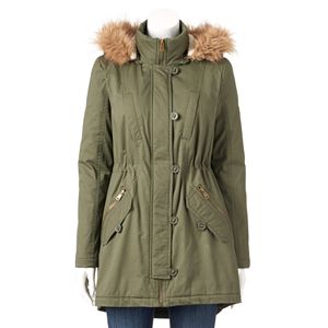 Juniors' Urban Republic Twill Faux-Fur Anorak Jacket