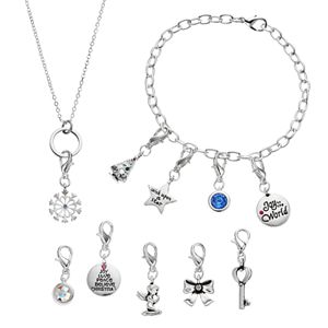 Brilliance Silver Plated 12 Days Of Joy Christmas Charm, Bracelet & Necklace Set - Made with Swarovski Crystals