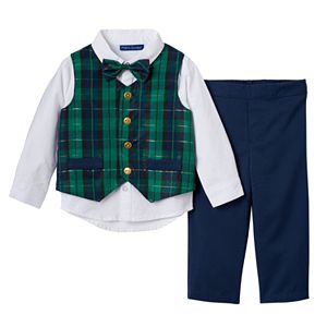 Baby Boy Matt's Scooter Plaid Vest, Solid Shirt, Pants & Bowtie Set
