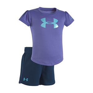 Baby Girl Under Armour Glitter Logo Tee & Shorts Set