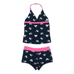 Toddler Girl OshKosh B'gosh® Heart Pattern Halter Tankini & Bottoms Swimsuit Set