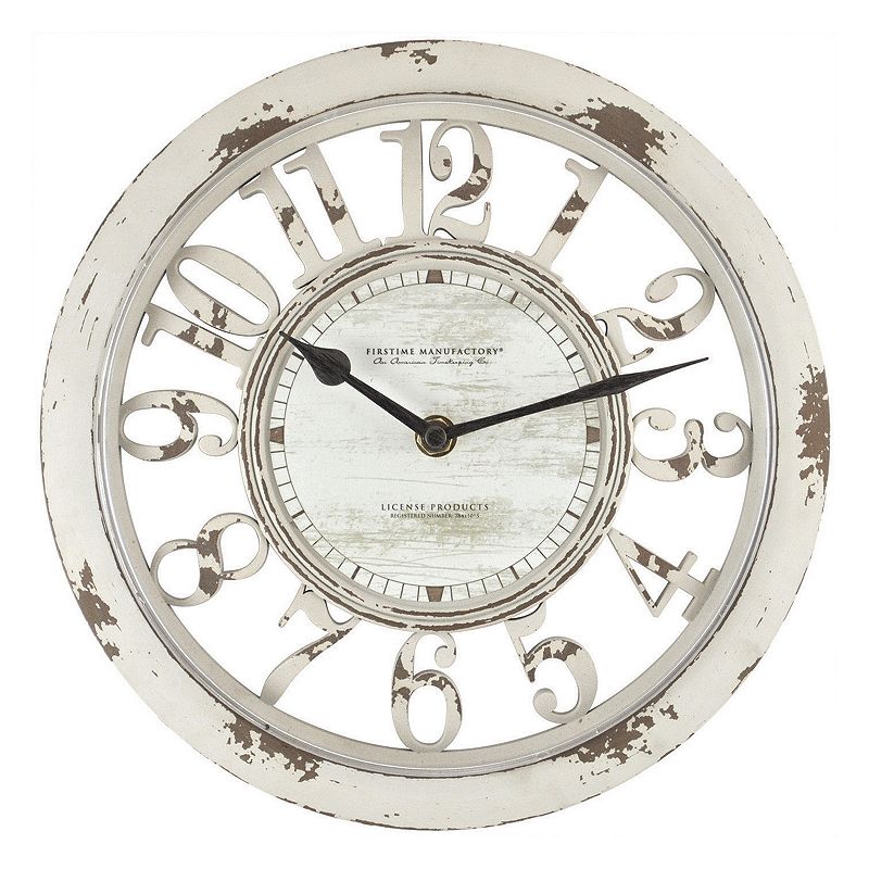 FirsTime Antique Contour Wall Clock, White