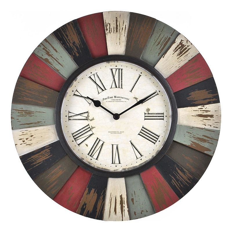 FirsTime Reclaimed Burst Wall Clock, Multicolor