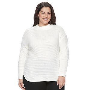 Plus Size Croft & Barrow® Drop-Shoulder Mockneck Sweater