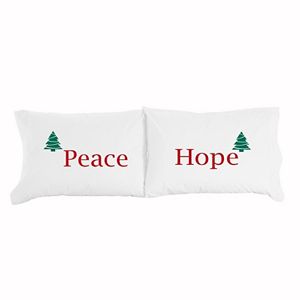 Micro Flannel® 2-pack ''Peace & Hope'' Novelty Christmas Pillowcase Set