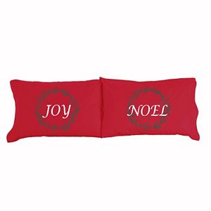 Micro Flannel® 2-pack Joy & Noel Christmas Pillowcase Set