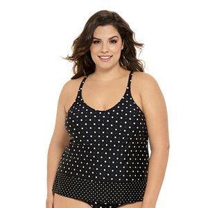 Juniors' Plus Size Costa Del Sol Polka-Dot Tankini Top