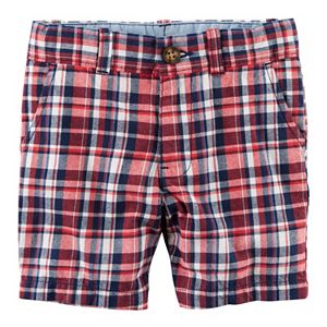 Baby Boy Carter's Flat Front Red & Navy Plaid Shorts