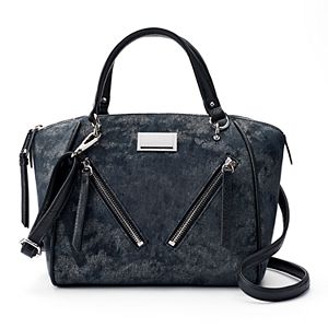 Juicy Couture Diagonal Zipper Denim Satchel