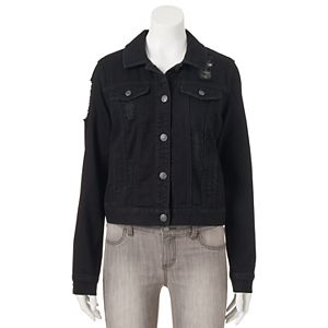 Juniors' Mudd® Ripped Black Jean Jacket