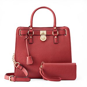 Deluxity Nikki Lock Satchel with Wallet