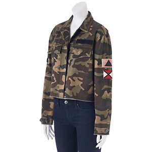 Juniors' Cloud Chaser Patches Camo Crop Jacket