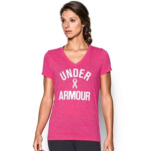 Women's Under Armour Power in Pink Wordmark Tech V-Twist Tee