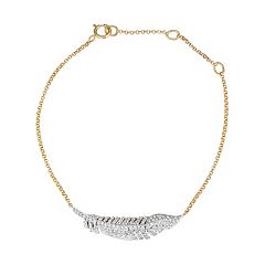 14k Gold 1/4 Carat T.W. Diamond Feather Bracelet by