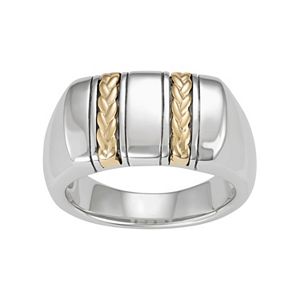 Men's Sterling Silver & 10k Gold Braided Ring